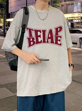 潮牌oversizeT恤2026复古新款夏季男装体恤印花宽松男港风短袖ins