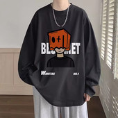 学生重磅美式 衫 套 大码 恤潮流春季 宽松潮牌打底t衣服男款 头上长袖