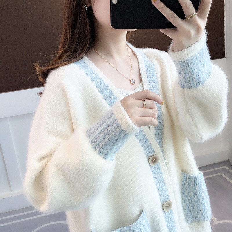 2023春秋季新款毛衣女宽松外穿初秋上衣秋冬针织衫女雪尼开衫外套