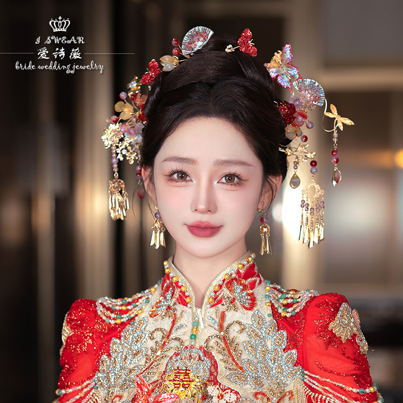 爱诗薇发饰套装合金水晶复古中式