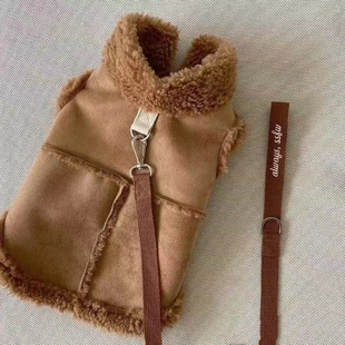 可牵引加绒狗狗衣服冬装 宠物泰迪小狗小型犬比熊博美猫咪衣服秋冬