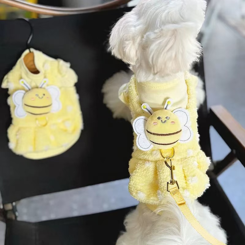 小蜜蜂假两件狗衣服秋冬装泰迪比熊小型犬马尔济斯猫咪宠物春秋季