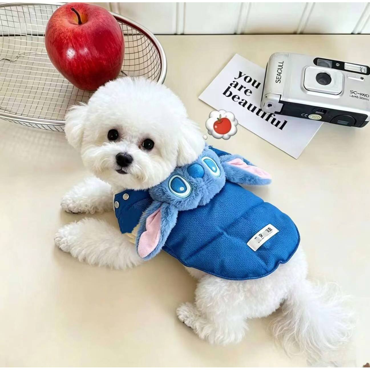 狗狗秋冬小怪兽连帽棉服马甲大耳朵加厚保暖背心防寒洋气超萌宠物