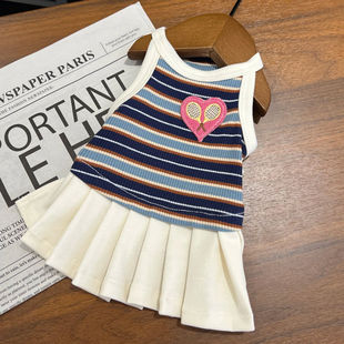 夏季 泰迪比熊博美猫咪小狗狗背心休闲芭比风 宠物衣服弹力吊带薄款