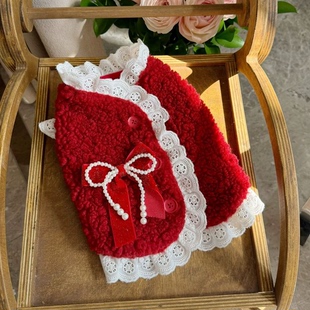 宠物衣服秋冬新款 外套 圣诞新年加绒马甲狗狗毛衣过年装