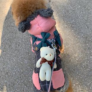 加绒秋冬小狗狗四脚衣宠物泰迪比熊雪纳瑞衣服小型犬冬装 加厚棉衣