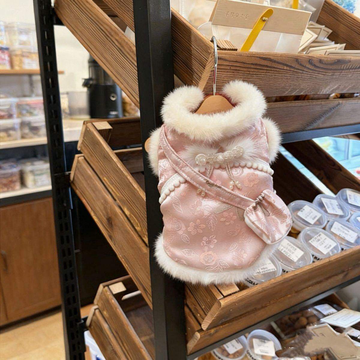 宠物衣服秋冬新款加绒新年唐装裙子泰迪比熊狗狗猫咪旗袍过年外套