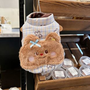 线花素格立领马甲舒适棉服柔软保暖秋冬宠物衣服猫咪狗狗