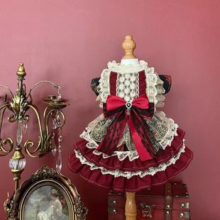 宠物公主裙圣诞节小型犬狗狗博美新年战袍猫咪轻奢礼服装