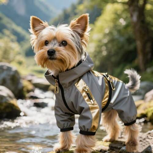 狗狗反光雨衣冲锋衣中小型犬雪纳瑞比熊泰迪外出四脚全包防水雨披