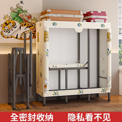简易免安装折叠布衣柜加粗全钢架结实耐用加厚布艺收纳全封闭衣橱