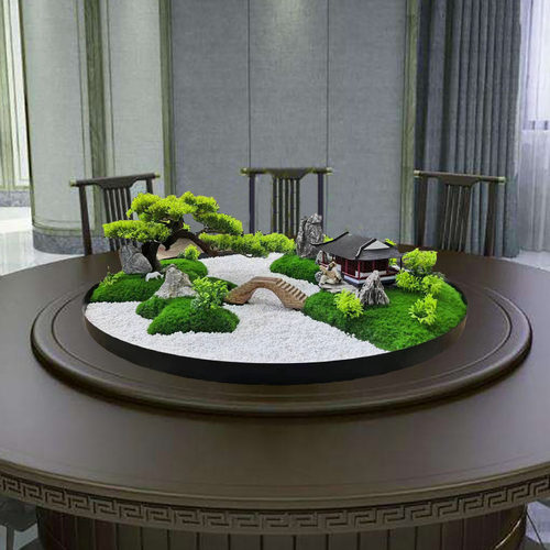 大圆餐桌中间转盘摆件仿真植物