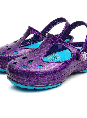 Crocs女童玛丽珍闪亮洞洞鞋