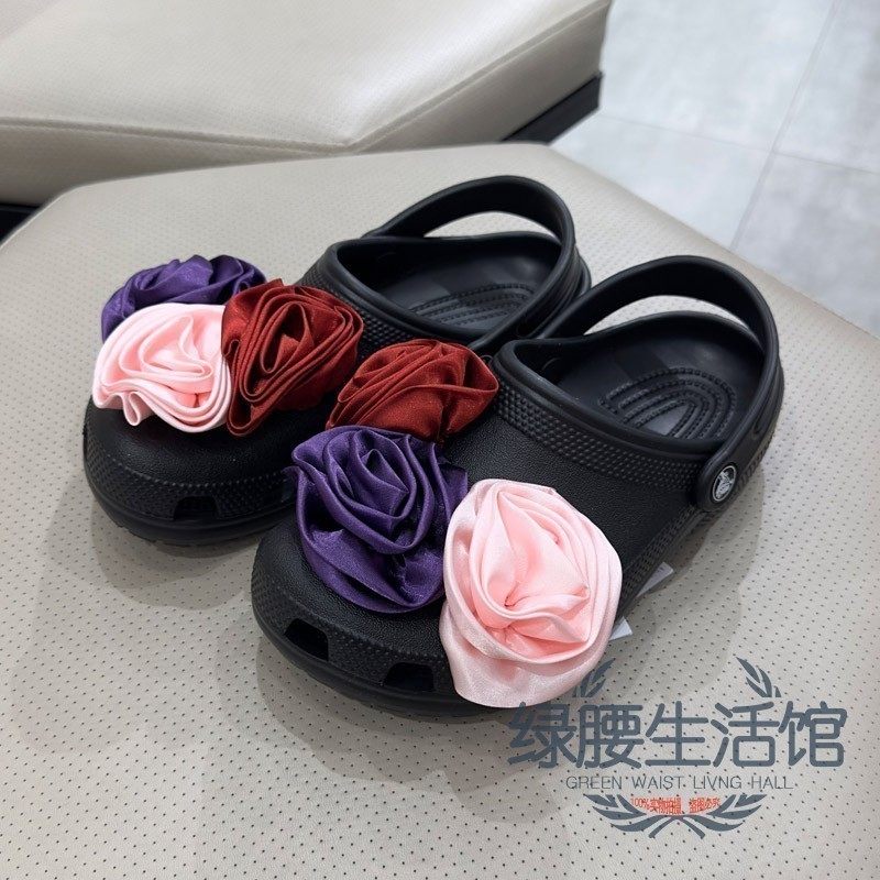 Crocs/卡骆驰国内代购玫瑰户外包头拖鞋女鞋洞洞沙滩凉鞋210388