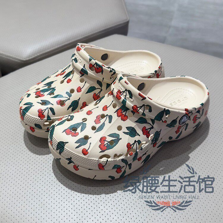 CROCS/卡骆驰国内代购云朵女厚底跟沙滩凉拖花色洞洞凉鞋208712