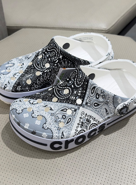 Crocs/卡骆驰国内代购卡骆班复古印花男女沙滩洞洞凉拖鞋206233