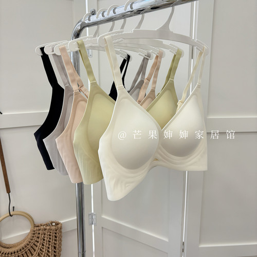 无痕美背水滴型文胸少女果冻侧收副乳防下垂乳胶透气软支撑简约