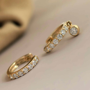 CHESNOW Dazzle 18K金钻石耳圈耳骨圈耳环叠戴小众高级感定制