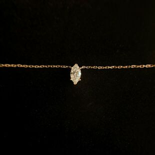 CHESNOW Marquise 18K金榄形钻石锁骨链项链培育钻石天然钻石