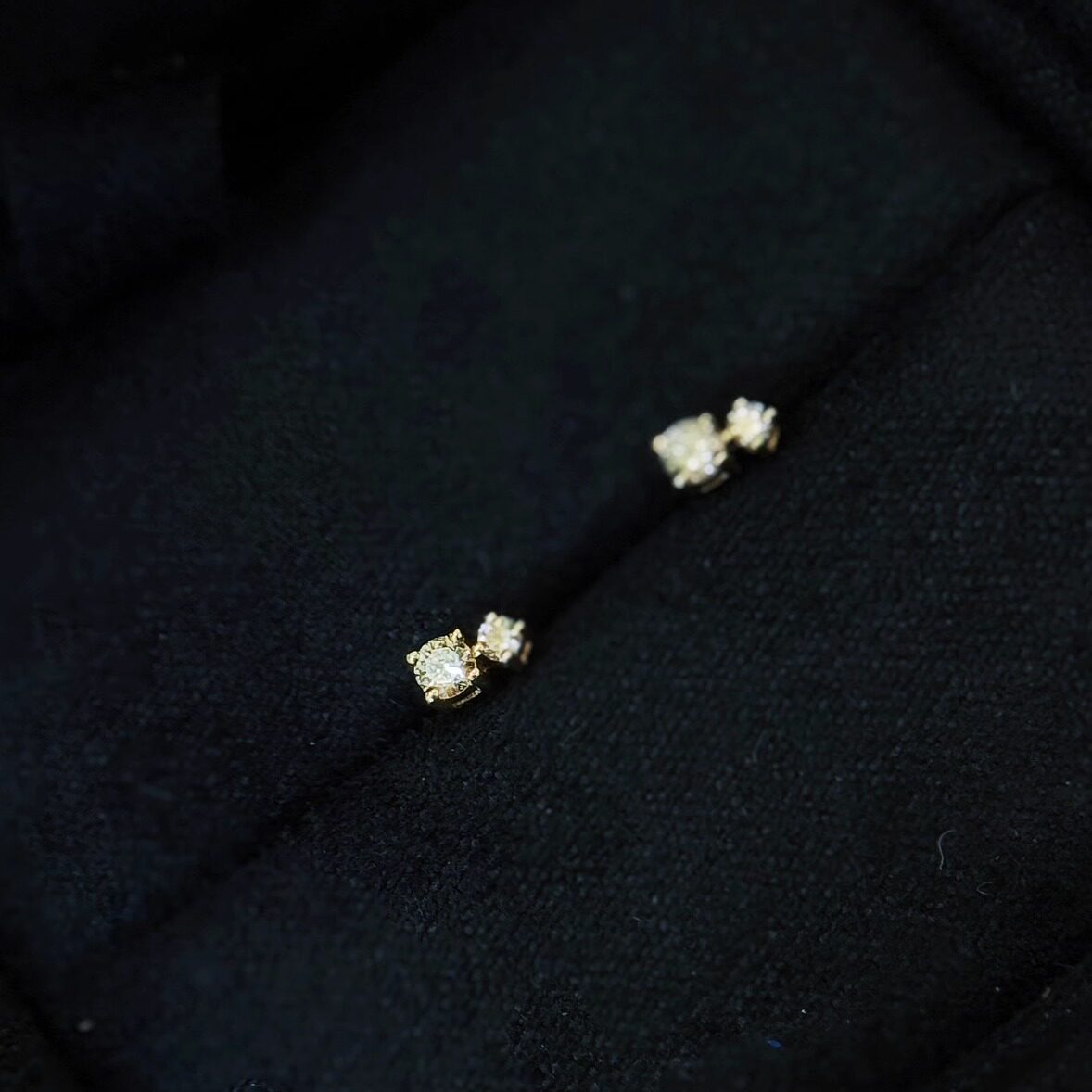 CHESNOW 双星 18K金钻石耳钉耳骨钉内螺旋小众设计叠戴中性极简