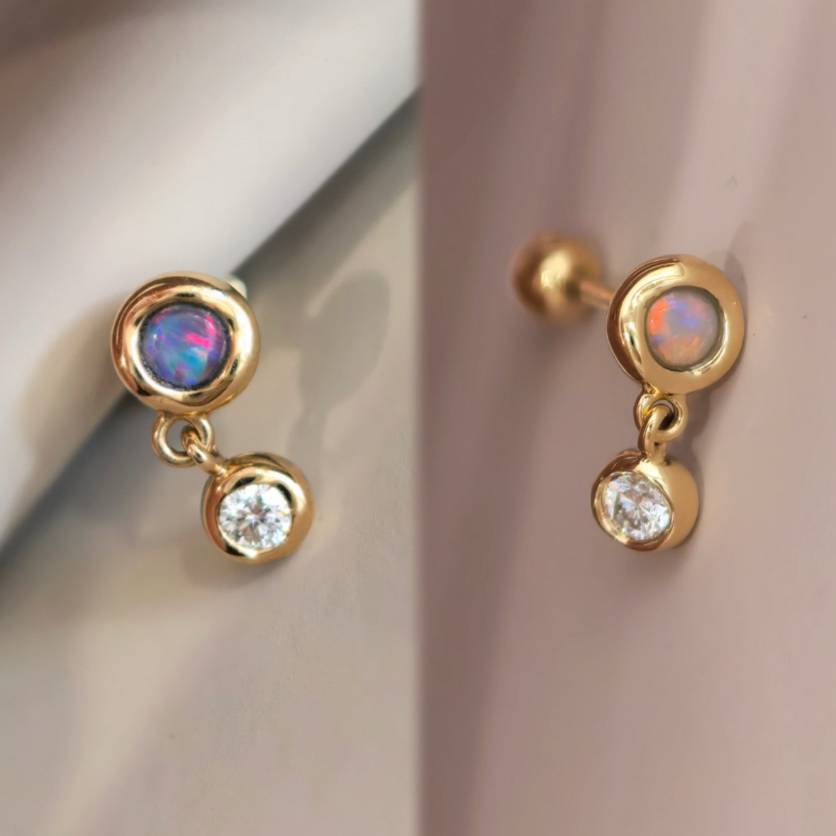 CHESNOW小众高级感欧泊钻石耳钉