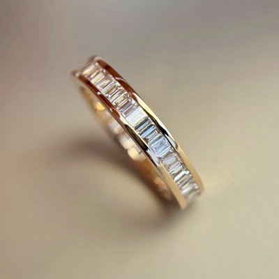 CHESNOW小众18K金法棍钻石排戒