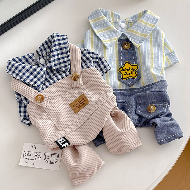 宠物狗狗四脚衣服春秋装2025新款泰迪比熊博美小狗狗秋天条纹衬衫