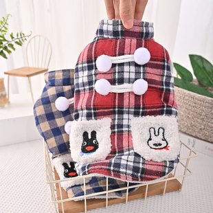 狗狗衣服冬天保暖格子马甲博美比熊狗约克夏小狗加厚秋冬宠物外套