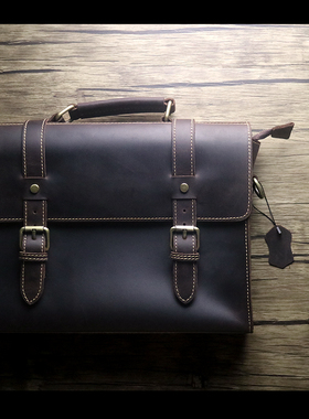 适用苹果笔记本电脑包MacBook Pro14微软小米华为手提包Air 13.6寸12头层牛皮防水轻薄