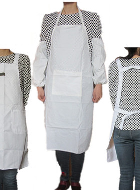 白色透气布围裙无袖防尘防污成人厨房厨师食品纺织面粉厂工作服