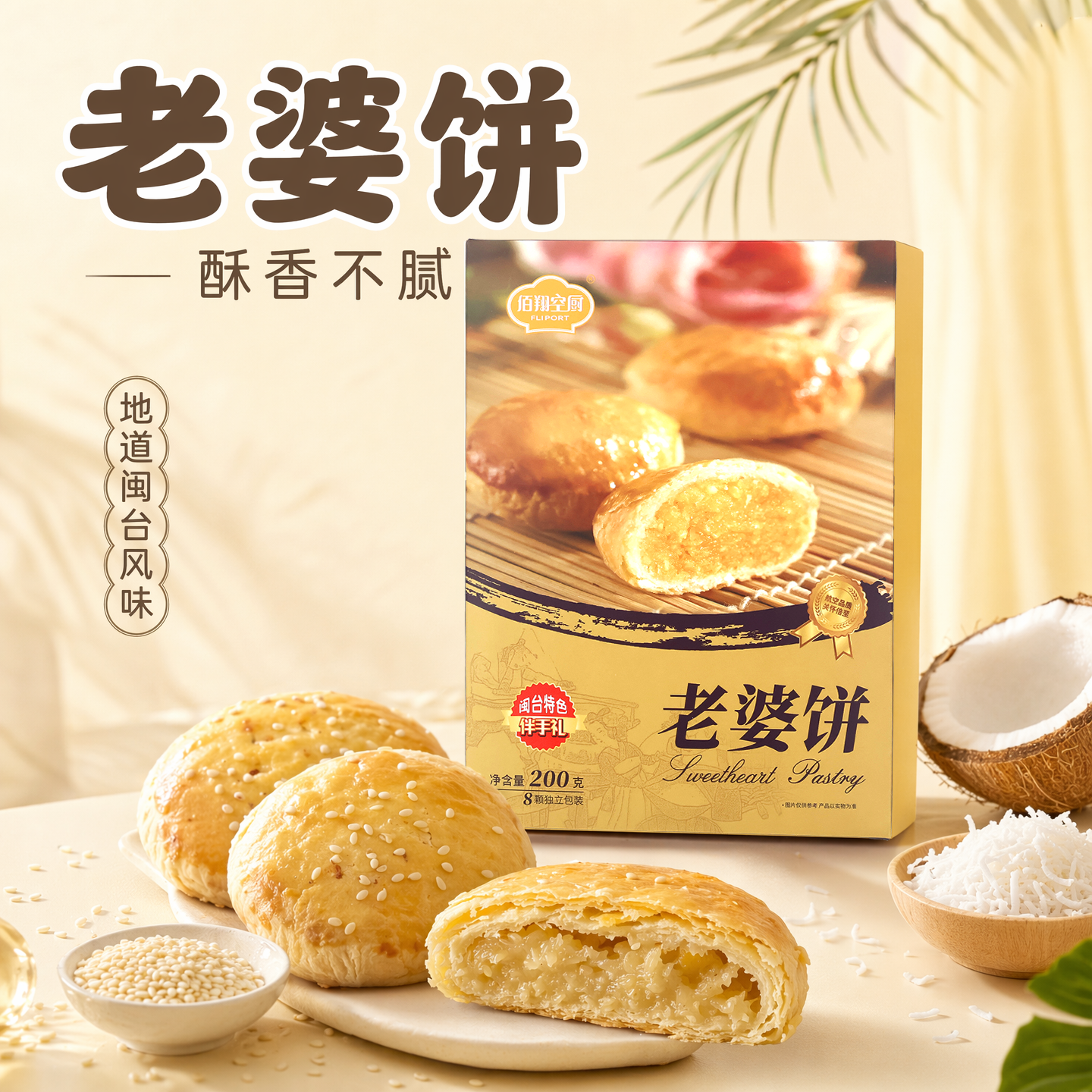 佰翔空厨老婆饼厦门特产糯米馅饼传统糕点点心下午茶早餐