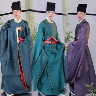 宋制圆领袍男汉服官服婚服出租中式 婚礼司仪主持新郎龙袍租赁