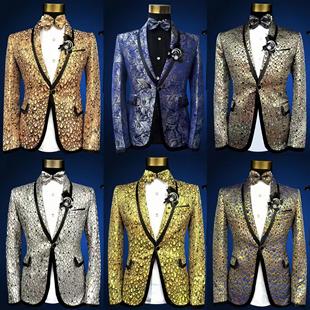 出租礼服2025新款男士西装外套修身司仪主持人演出西服套装男租赁