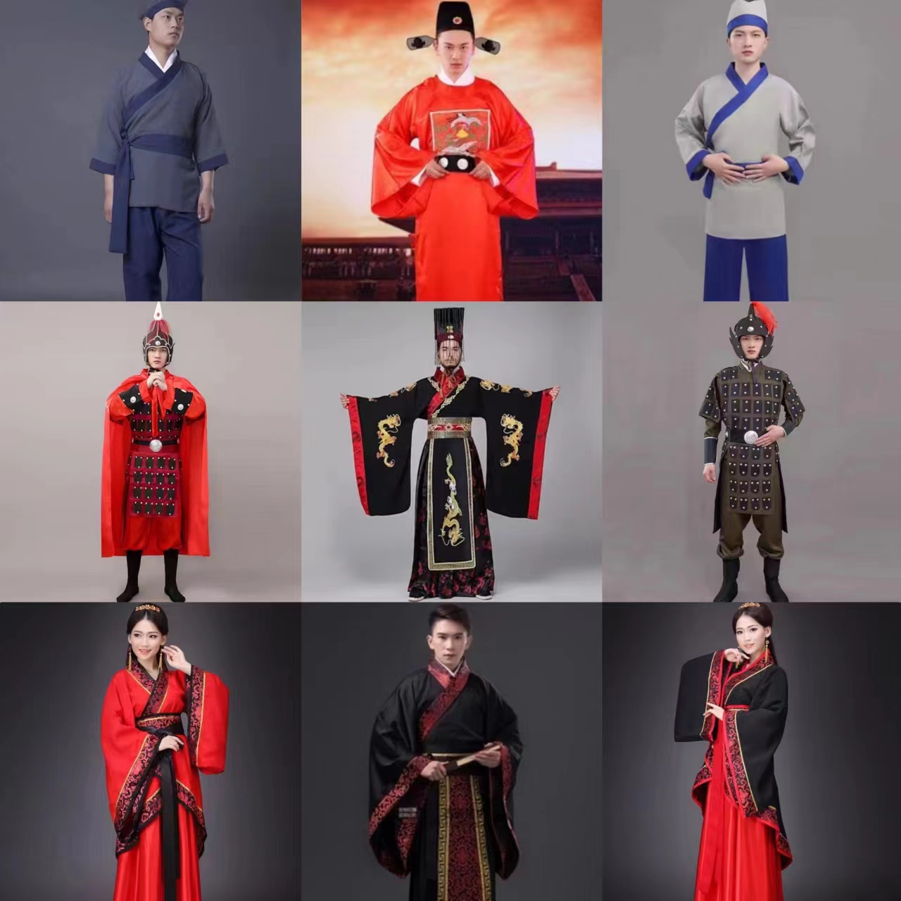 汉服出租西游记曹操三国演义皇帝将军演出服古装话剧表演服装租赁