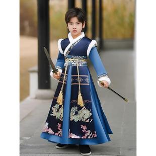 儿童汉服出租男童冬季加绒古装中国风男孩超仙帅气少爷演出服租赁