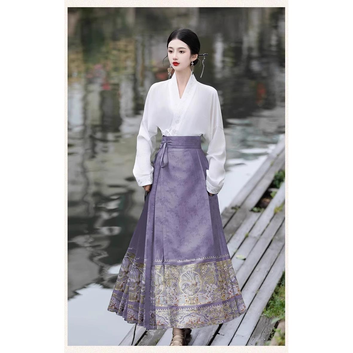 出租马面裙国潮新中式明制汉服男女飞机袖运动会班服年会服装租赁