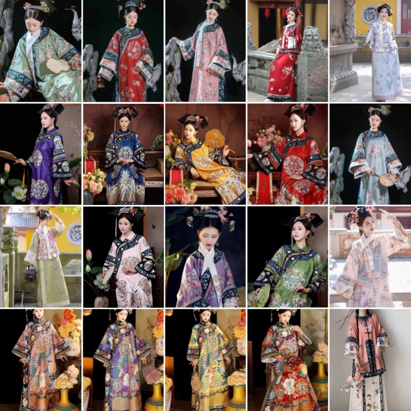 出租古装汉服清朝格格服装宫廷贵妃宫女旗装刺绣重工清代公主旗袍
