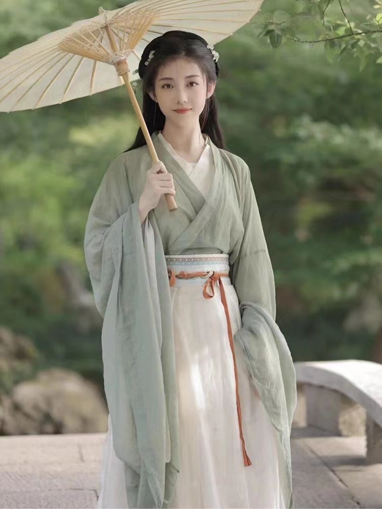 漢服租賃魏晉風(fēng)夏秋女款薄紗仙氣飄逸七夕相親走秀運(yùn)動會入場開幕