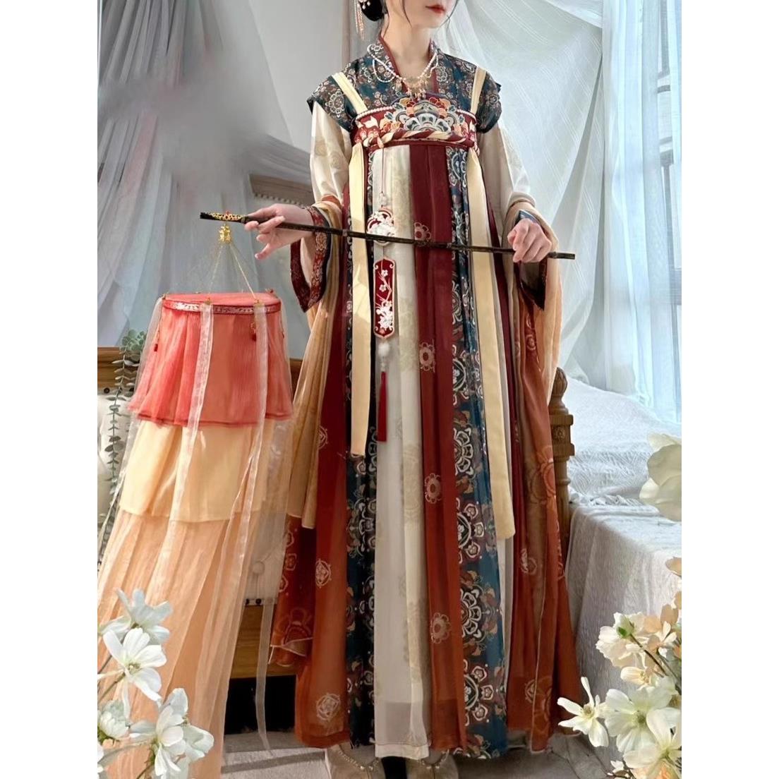 唐制齐胸襦裙出租半臂超仙复原款古装运动会元旦年会演出服装租赁