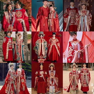 出租汉服婚服全套明制凤冠霞帔中式 重工宋制新娘敬酒服女租赁 古装