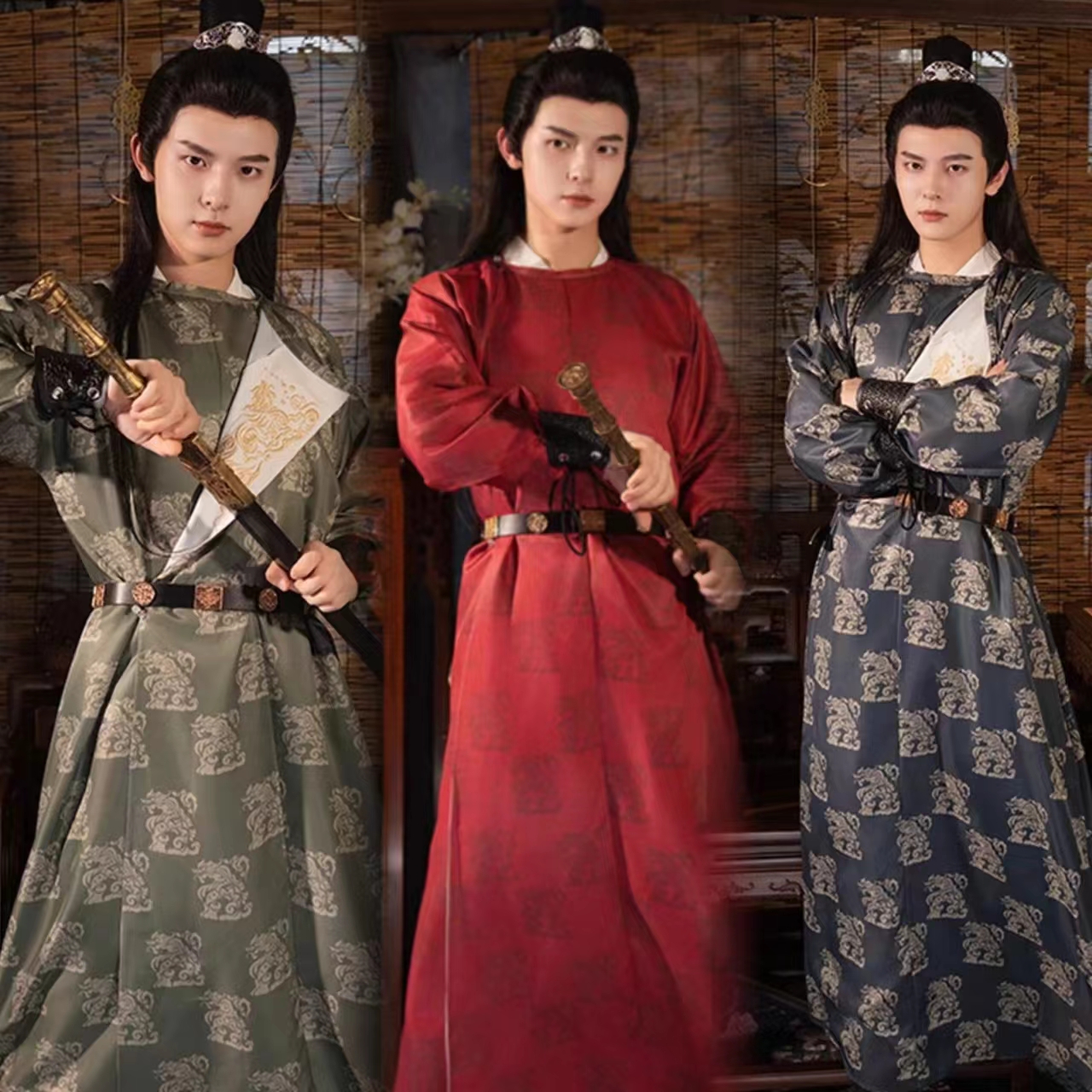 唐朝男汉服出租唐制圆领袍武侠风伴郎服元旦汇演年会演出古装租赁