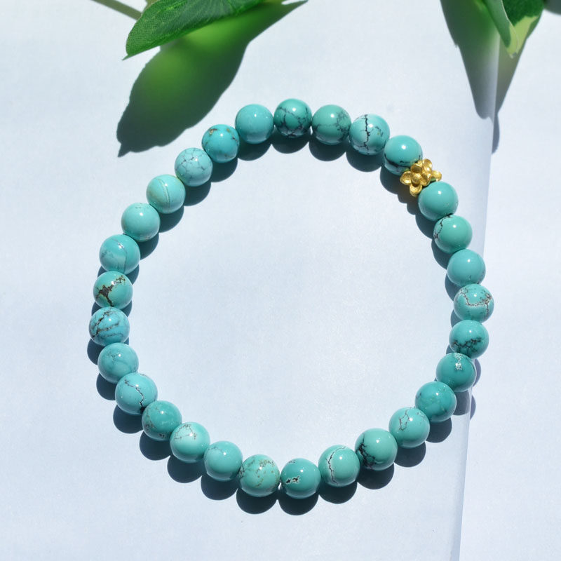 천연 크리스탈 원시 광석 높은 도자기 원시 광석 청록색 청록색 팔찌 6.1MM 복고풍 단순 컴팩트 여성 모델