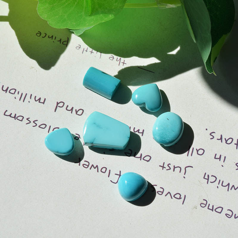 천연 원시 미네랄 컬렉션 높은 도자기 파란색 녹색 청록색 베어 스톤 링 펜던트 하트 모양의 사다리꼴 사각형 남성과 여성