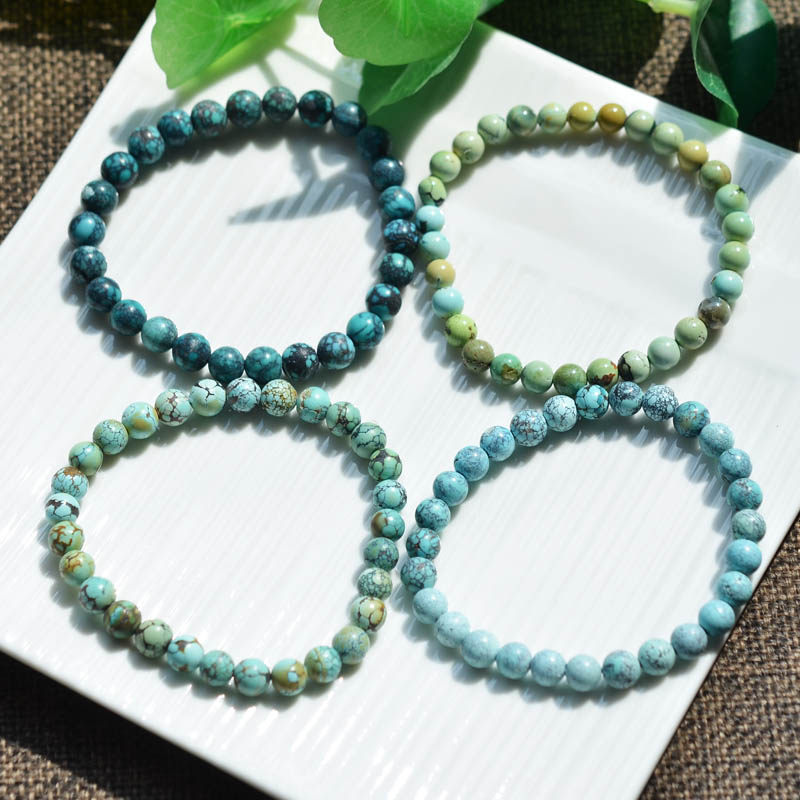 천연 크리스탈 원시 미네랄 파란색 녹색 유채 노란색 청록색 단일 원형 팔찌 메쉬 패턴 비용 효율적인 남성과 여성 스타일