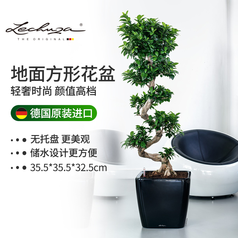 Lechuza德国进口花盆户外欧式落地自动吸水欧式方形树脂quadro 35