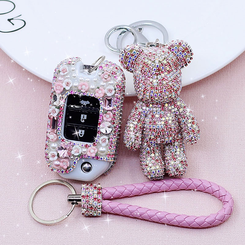 适用本田折叠车钥匙套缤智9代雅阁8代雅阁思域xrv包扣壳镶钻高档