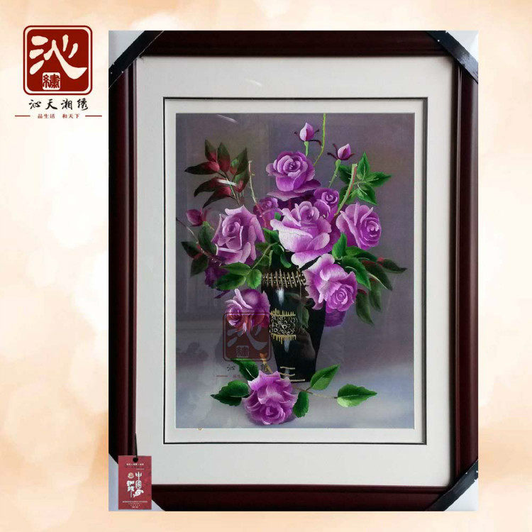 沁天湘绣礼品单面绣成品挂件