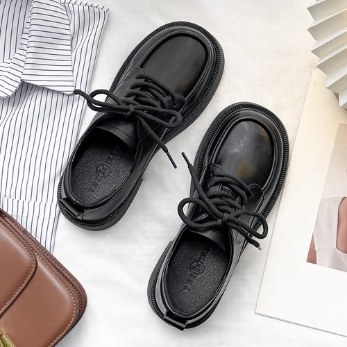 小皮鞋女英伦风平底系带