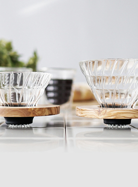 HARIO日本v60橄榄木玻璃滤杯咖啡杯分享壶手冲咖啡壶套装咖啡器具