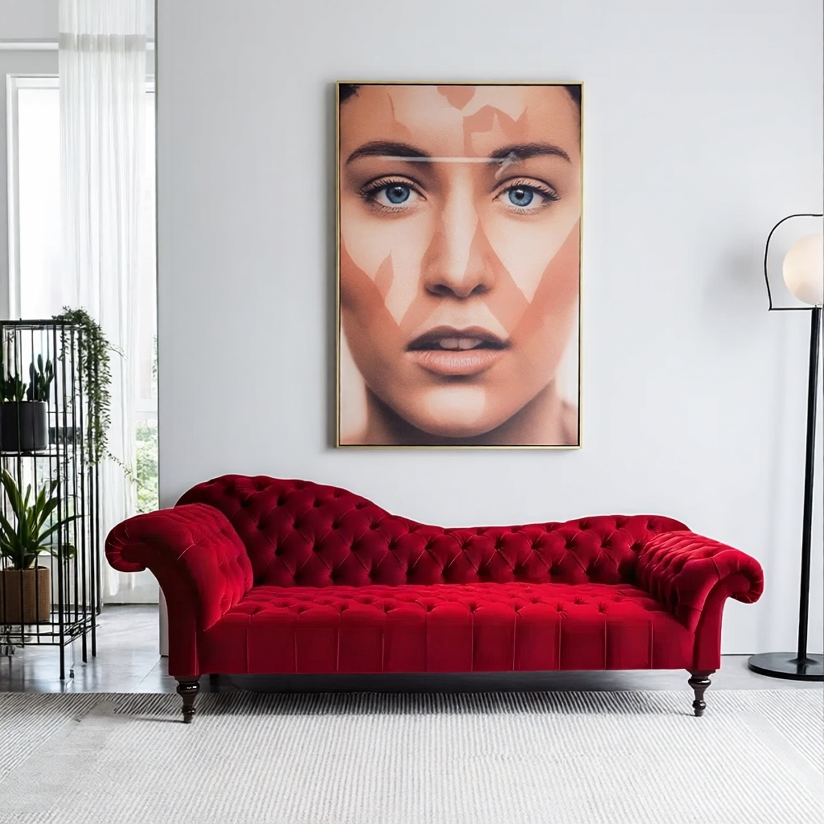 法式软包拉扣贵妃沙发椅